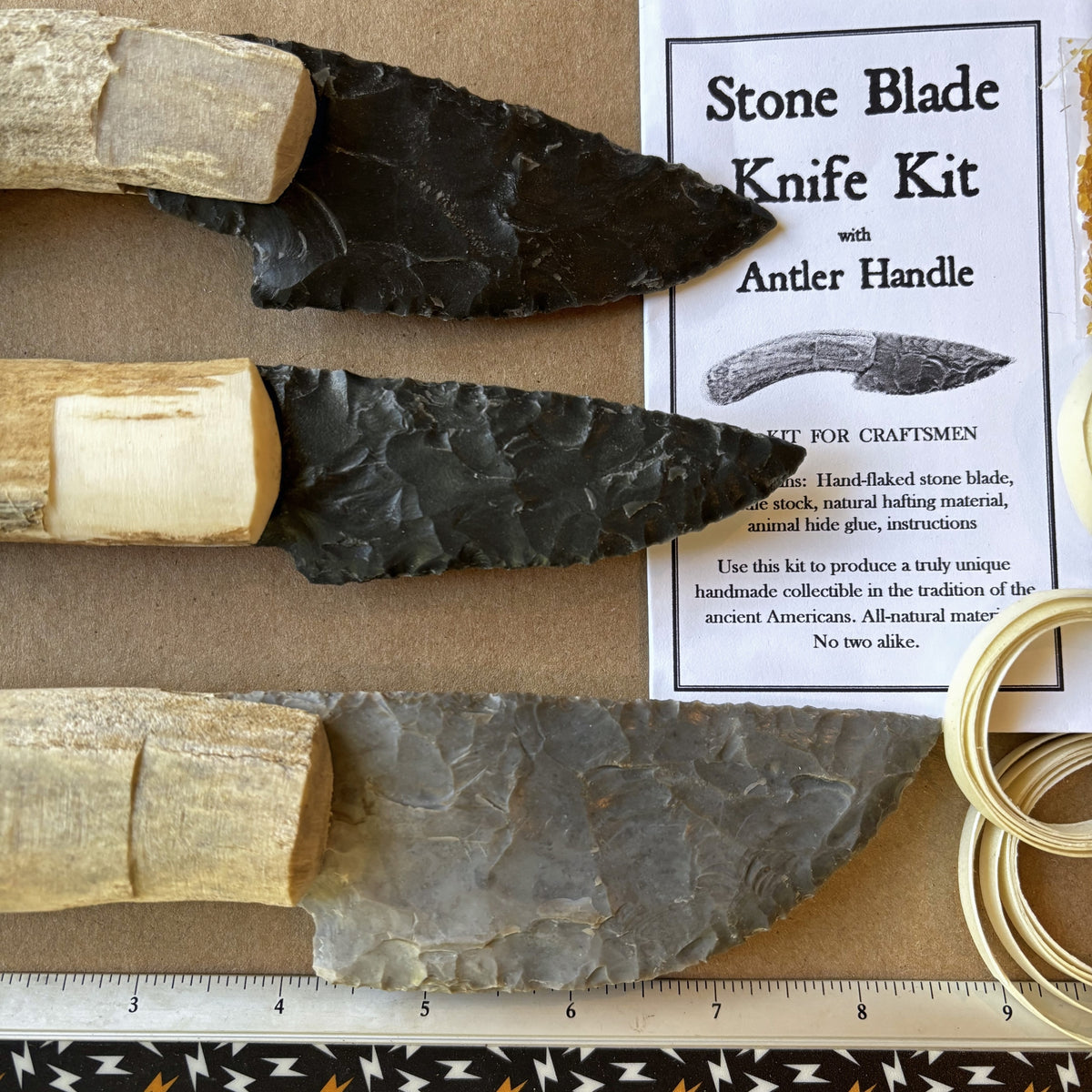Dacite & Flint Stone Blade Knife Kits Lot of 3 Native Way Online