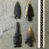 Antiqued Replica Knapped Black Novaculite Point Assortment - Lot of 4