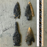 Antiqued Replica Knapped Black Novaculite Point Assortment - Lot of 4