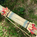 Close-up of leather handle with blue paint detail