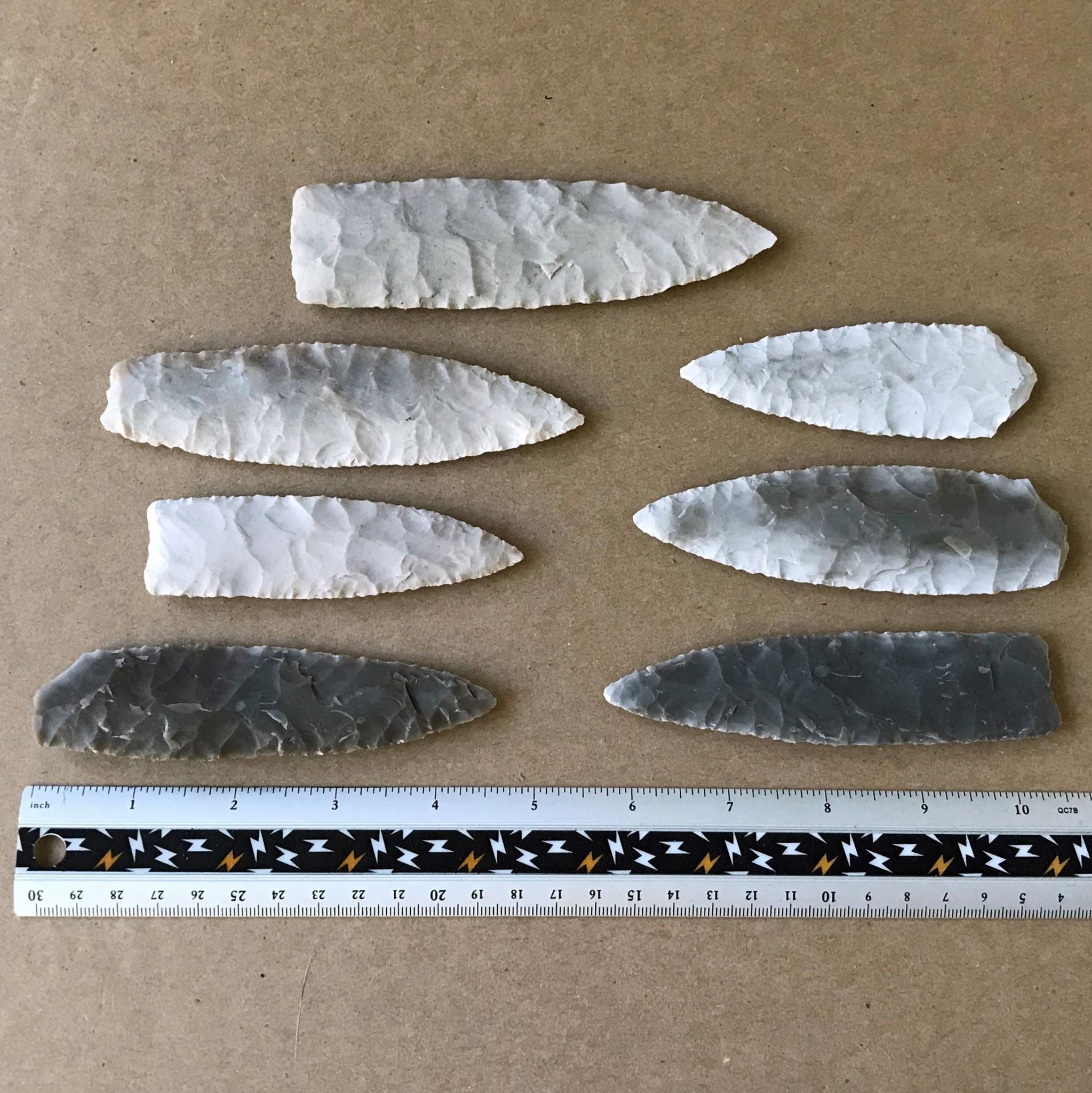 Straight flintknapped blades for spear, lance, knife