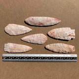 peachy-pink keokuk chert straight knife blades, spear points, lance blades