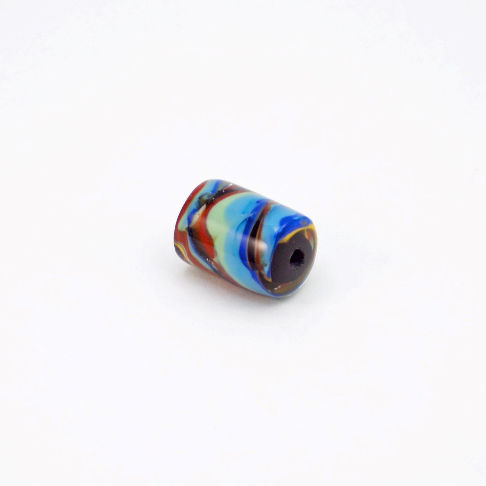 Cut & polished end of glass tube bead 