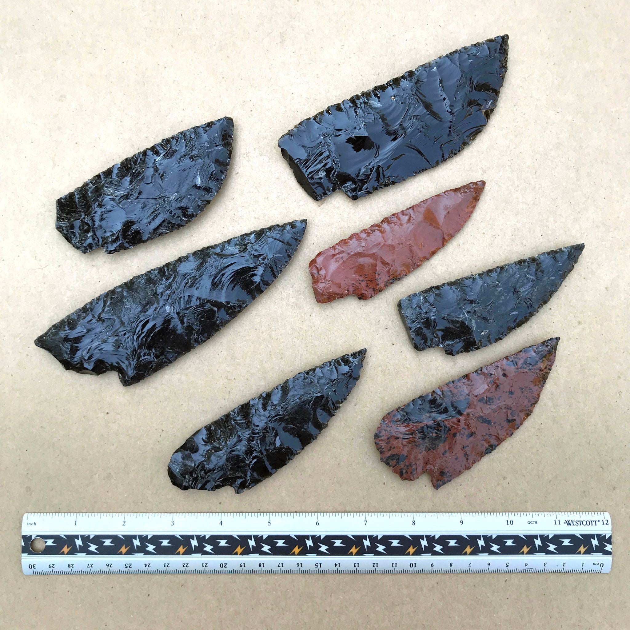 Stone Knife Blades - Black & Mahogany Obsidian