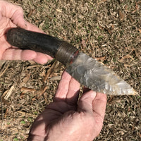 antler handle stone bladed knife with flint blade