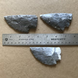 Group of 3 small flint knife blades with ruler, reverse side