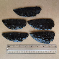 Black Obsidian Knife Blades -- 5 Blade Lot