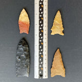 4 Paleo & Early Archaic replica stone points, reverse