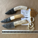 stone blade knife kits with antler handles lot of 3