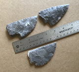 Group of 3 small flint knife blades with ruler