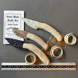 Stone Blade Knife Kit with Antler Handle -- Lot of 3