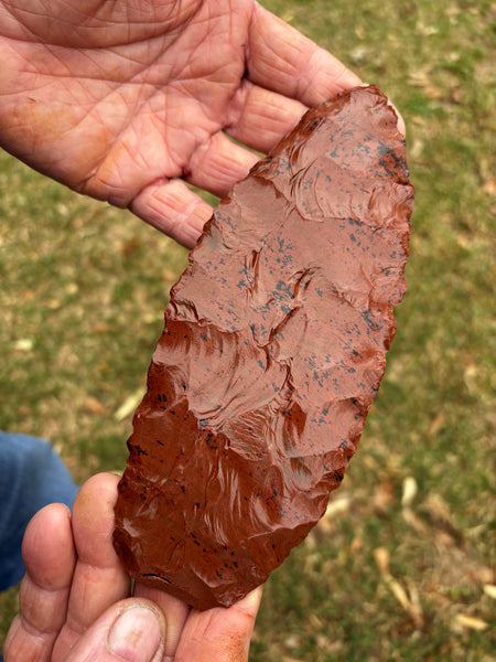 Reverse of extra large mahogany obsidian blade