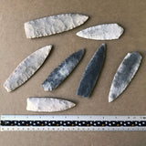 Group of flint straight stone knife, spear, or lance blades