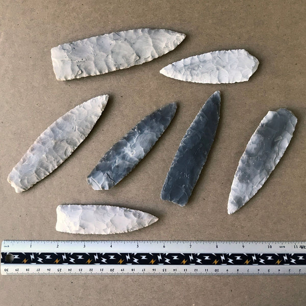 Straight Spear Point, Knife, Lance Flint & Chert Knapped Blades
