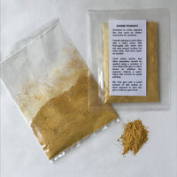 Packaged Bright Yellow Ochre Pigment with loose powdered pigment