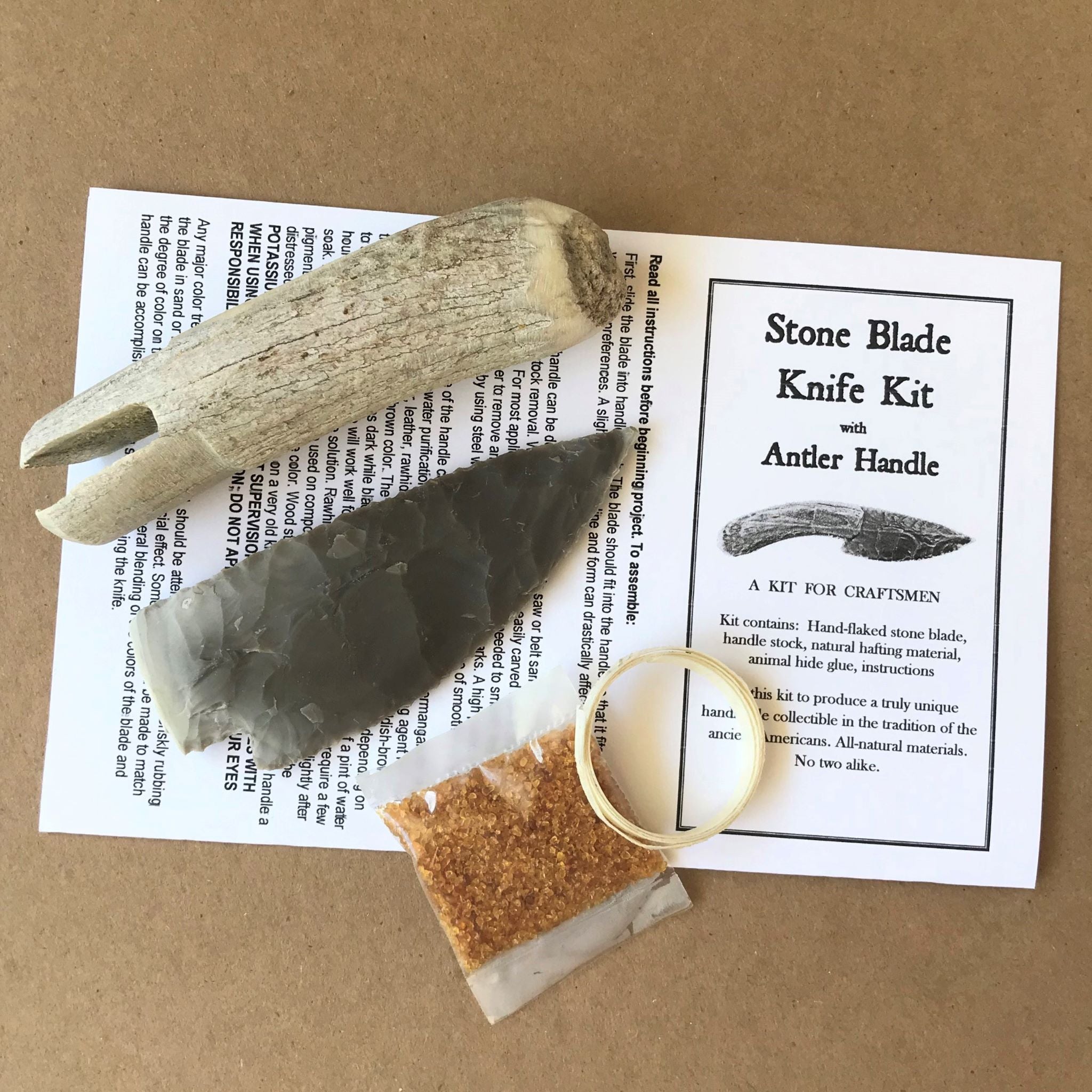 Knapped Stone Blade Knife Kit with Antler Handle – Native Way Online