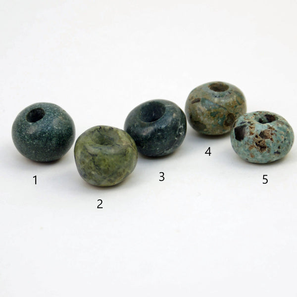 5 Costa Rican green stone ball bead replicas