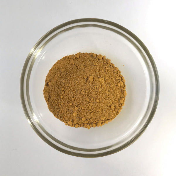 Bowl of Dull Yellow Ochre Pigment powder