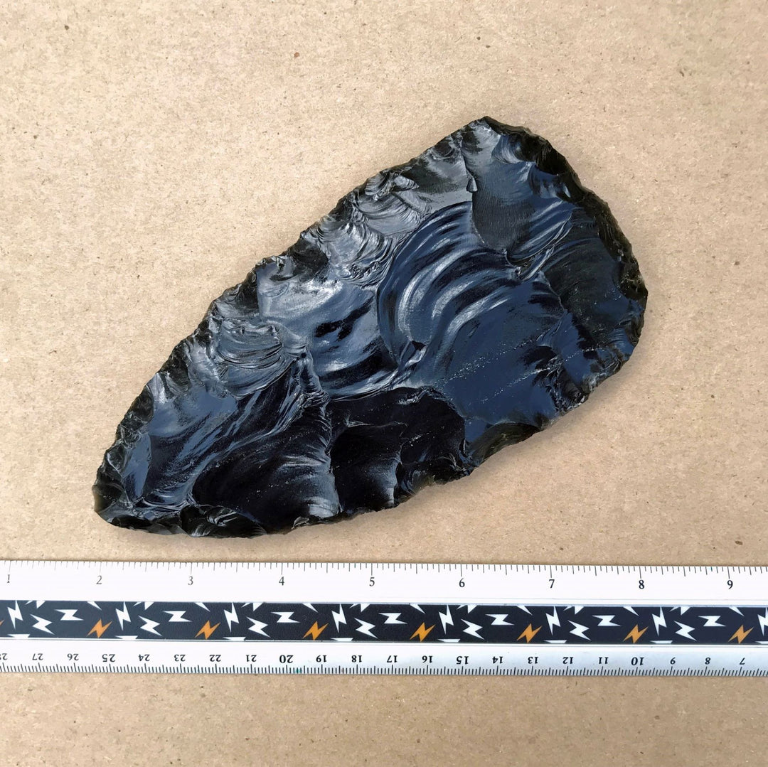 Black Obsidian Flintknapped Stone Axe, Tomahawk Blade, Dragon Glass ...