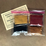 Back of packaged kit with label showing pigments & glue