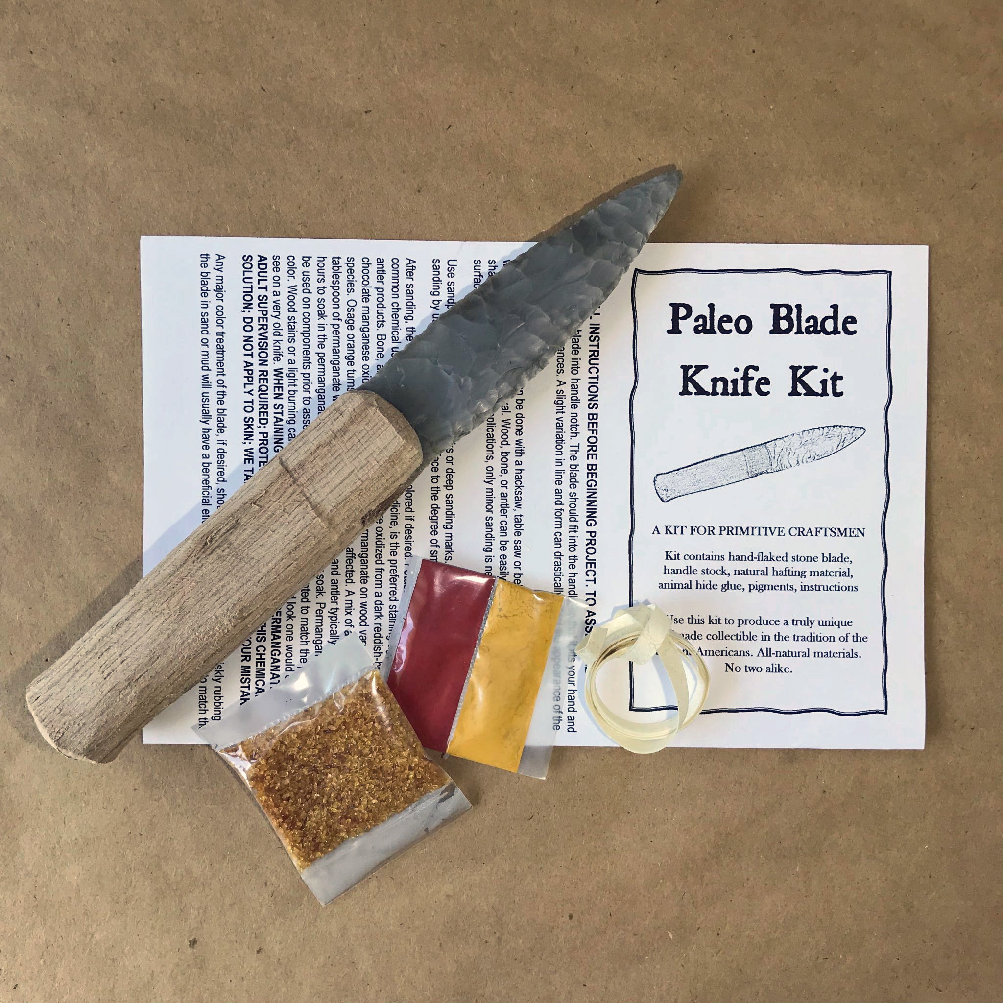 Paleo-style Primitive Flint or Obsidian Stone Blade Knife Kit – Native Way  Online