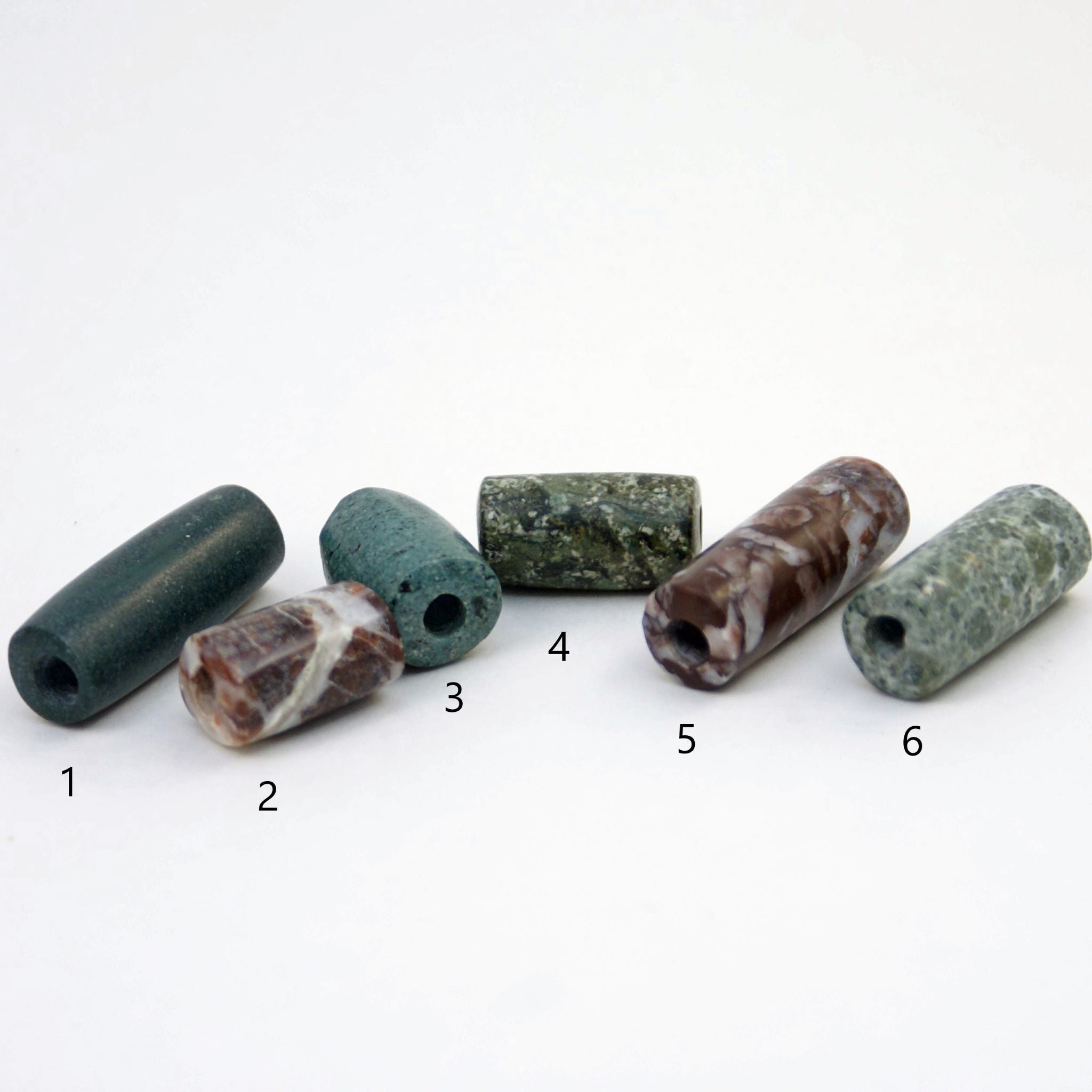 5 tube beads cut from Costa Rican stone