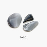 Lot C of 3 grey novaculite tumbled stones